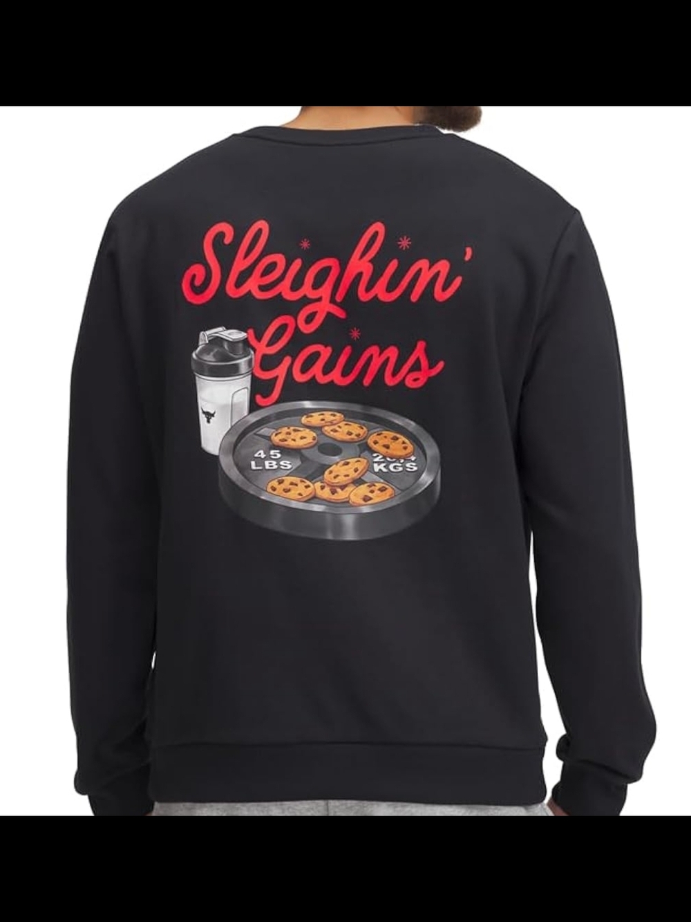 Under Armour Project Rock Black 'Sleighin' Gains' Crewneck Sweatshirt
